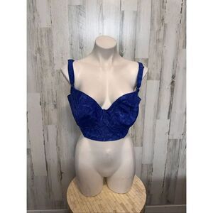 Smart & Sexy Blue Snakeskin Underwire Bikini Top Womens Plus Size 42D Swim Crop